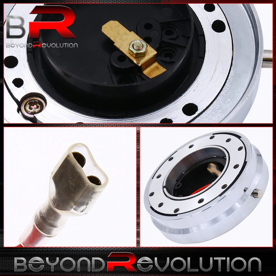 Chrome Thin Slim Steering Wheel Quick Release Adapter Hub 6-Bolt Hole Setup Kit - Image 3 of 4