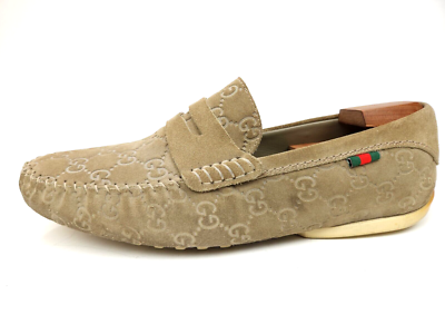 Gucci Guccissima Suede Embossed GG Beige Driving Loafers  display picture 1