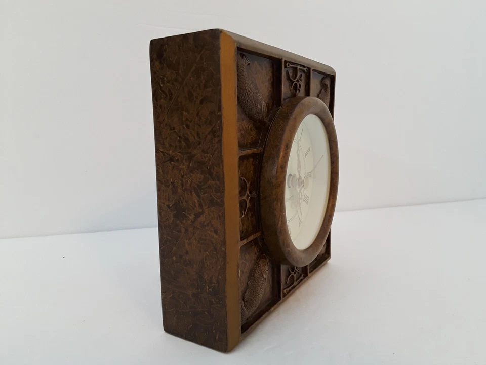 Desk Clock Fishing/Angling Resin Fish & Hooks Design Square Brown Quartz - Image 4 of 4