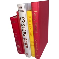 Decorative Books Vintage Set Red Orange Yellow Shelf Decor Color Bundle