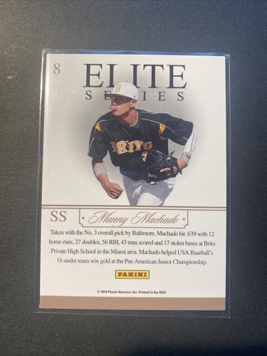 2010 Panini Elite Series Extra Edition Manny Machado Padres: Prospect Card - Picture 2 of 2