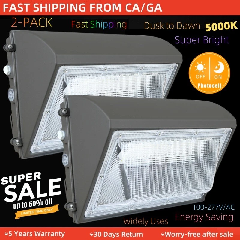 2-Pack 125Watt 15000 Lumens Security Wall Light Outdoor LED Floodlight for Yard