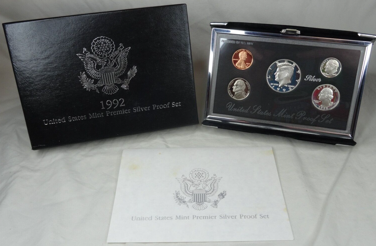 1992-S US Mint Premier Silver Proof Set 90% Silver OGP COA 5 Coins