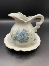 Vintage Inarco Japanese Cornflower Pitcher/Creamer/Vase And Plate  E-4543
