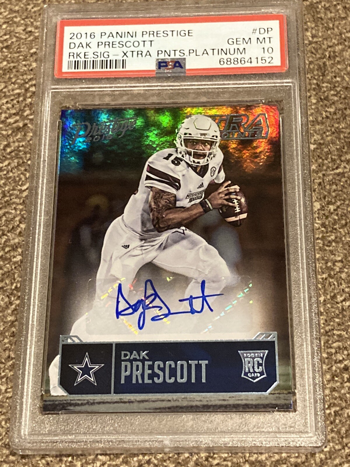 Dak Prescott Panini Prestige Rookie Signatures #DP Xtra Points Platinum