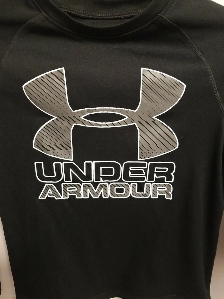 Under Armour Heatgear Youth LS Pullover Top  Size Youth Small Blac/Grey - Image 3 of 4