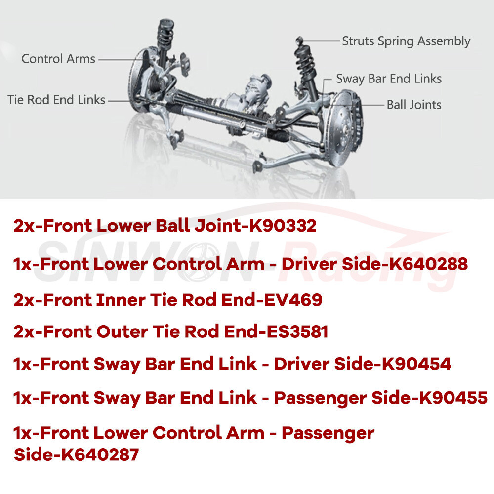 10pc Suspension Ball Joints Tie Rods Control Arms Kit For 2001-2005 Honda Civic