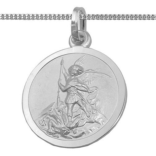 Heiliger Erzengel Michael Schutz AnhäNger 18Mm Name Datum Gravur Echt Silber 925-image