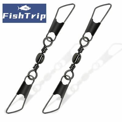 25~50Pcs Double Fishing Snap Swivels Stainless Steel Safety Snaps Fishing Swivel