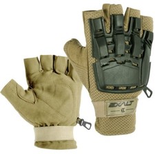 Exalt Paintball Hardshell Protective Gloves Tan Mesh Half Finger L/XL