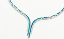 Statement-Halskette aus blauem Opal und Sterlingsilber, griechischer Designer...
