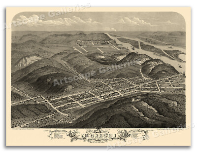 1869 McGregor Iowa Vintage Old Panoramic City Map - 24x32