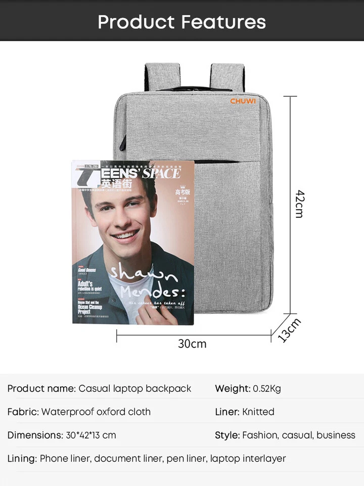 Mochila universal CHUWI mochila universitaria bolsa de computadora para mujeres & hombres Foto 2 de 4