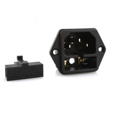 24K Gold Planted IEC C14 Male Input Socket Mains Power 250V 10A Inlet with Fuse