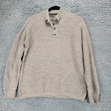 Smartwool Sweater Mens Large Tan Merino Wool Long Sleeve Henley Pullover *Read*