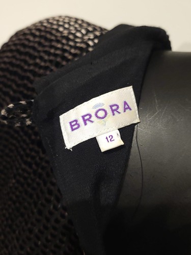 Brora Black Grey Velvet Burnout Peter Pan Collared Shift Tunic Dress UK 12 - Picture 5 of 8