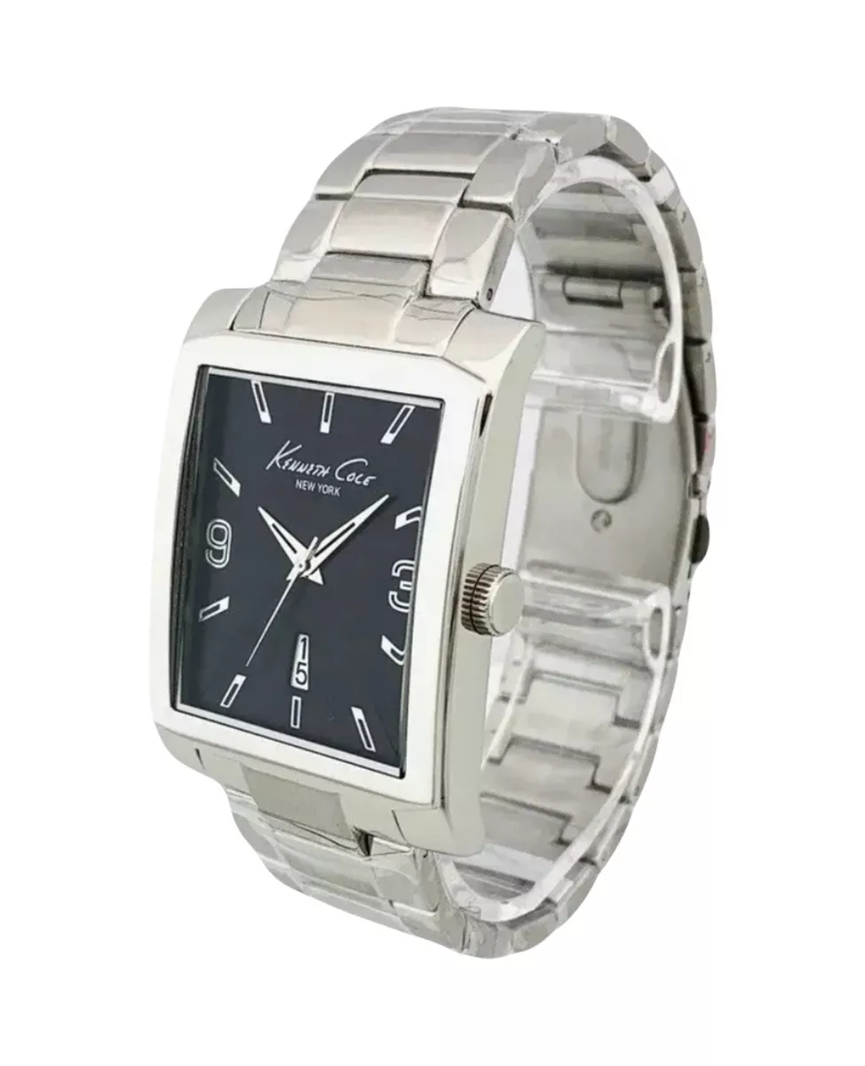 Kenneth Cole Men s KC3989 Classic Rectangle Black Dial Stainless Steel Watch