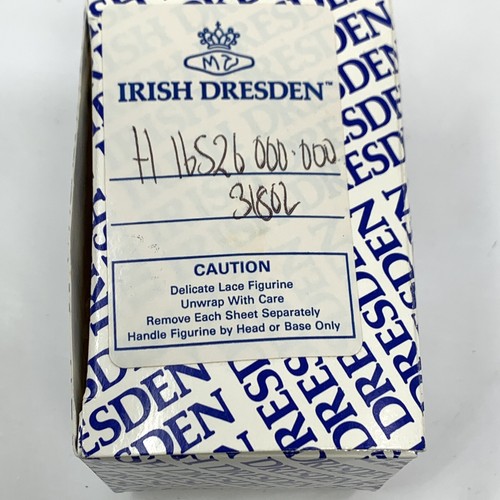 VTG Irish Dresden Ireland Rabbit Bunny Porcelain Figurine Ribbon Lace Tail w Box - Picture 10 of 11
