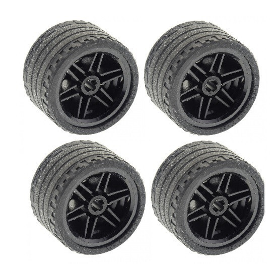☀️NEW Lego 4x Technic Wheels 37x22 ZR Tires Black Wheels 56145