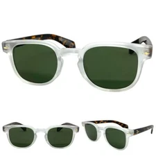 Classic Elegant Vintage Retro Style SUN GLASSES Square Frosted Frame Green Lens