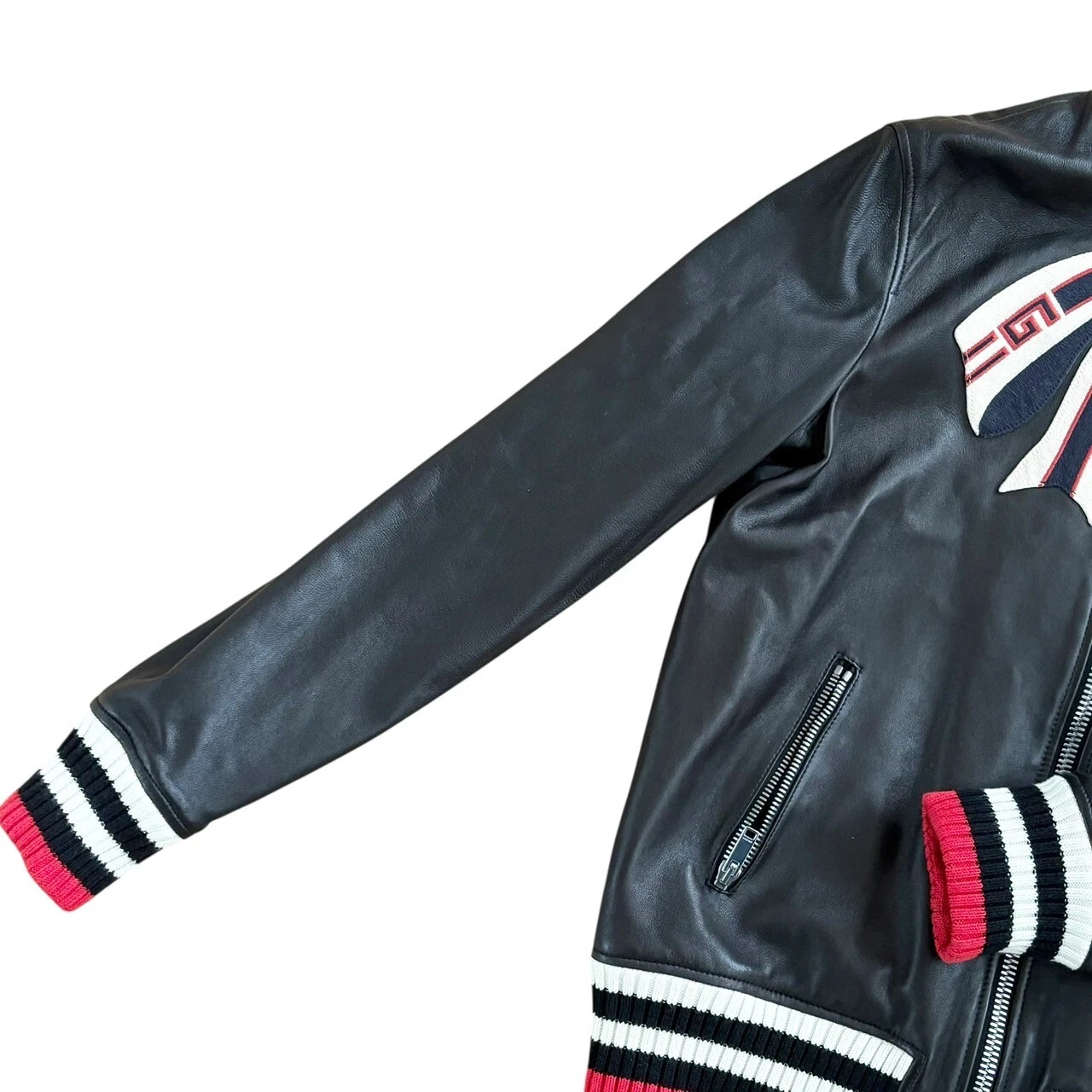 Giacca Bomber Gucci 'Inutilizzata' Trompe L'oeil Fiocco Nappa Pelle 12 Originale