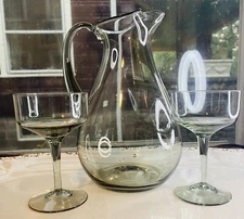 1960's MCM Sweden Smoke Gray Pitcher & Cocktail Glass Largo Holmegaard Barware-4