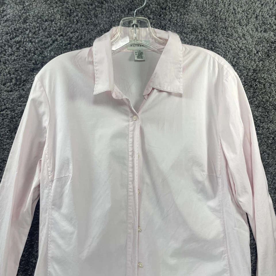 Женская рубашка Lady Hathaway размер L с длинным рукавом на пуговицах с воротником спереди светло-розовая - Изображение 3 из 4