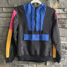 NX3 Windbreaker Pullover Jacket Black With Colorblock Child Large