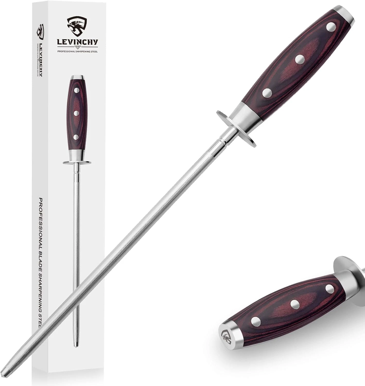 10 Inch Honing Steel with Pakkawood Handle, Knife Sharpener Rod, Professional Kn
Opens in a new wind
