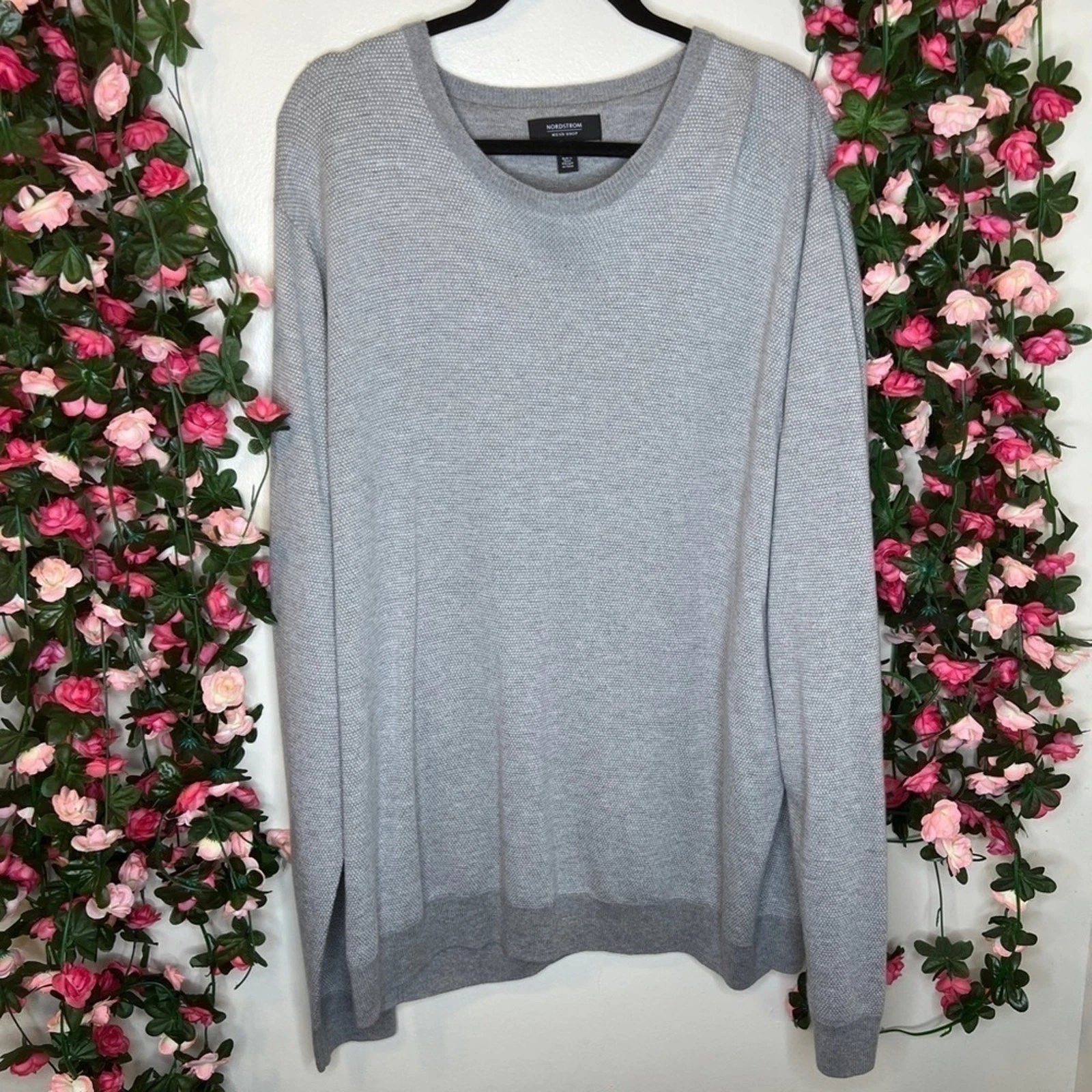 Nordstrom Men’s Wool Blend Scoop Neck Sweater Gray 3XL Lightweight Office Work