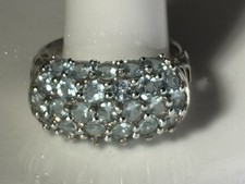 PAVE of GENUINE Light BLUE TOPAZ set in .925 STERLING SILVER RING Sz 8