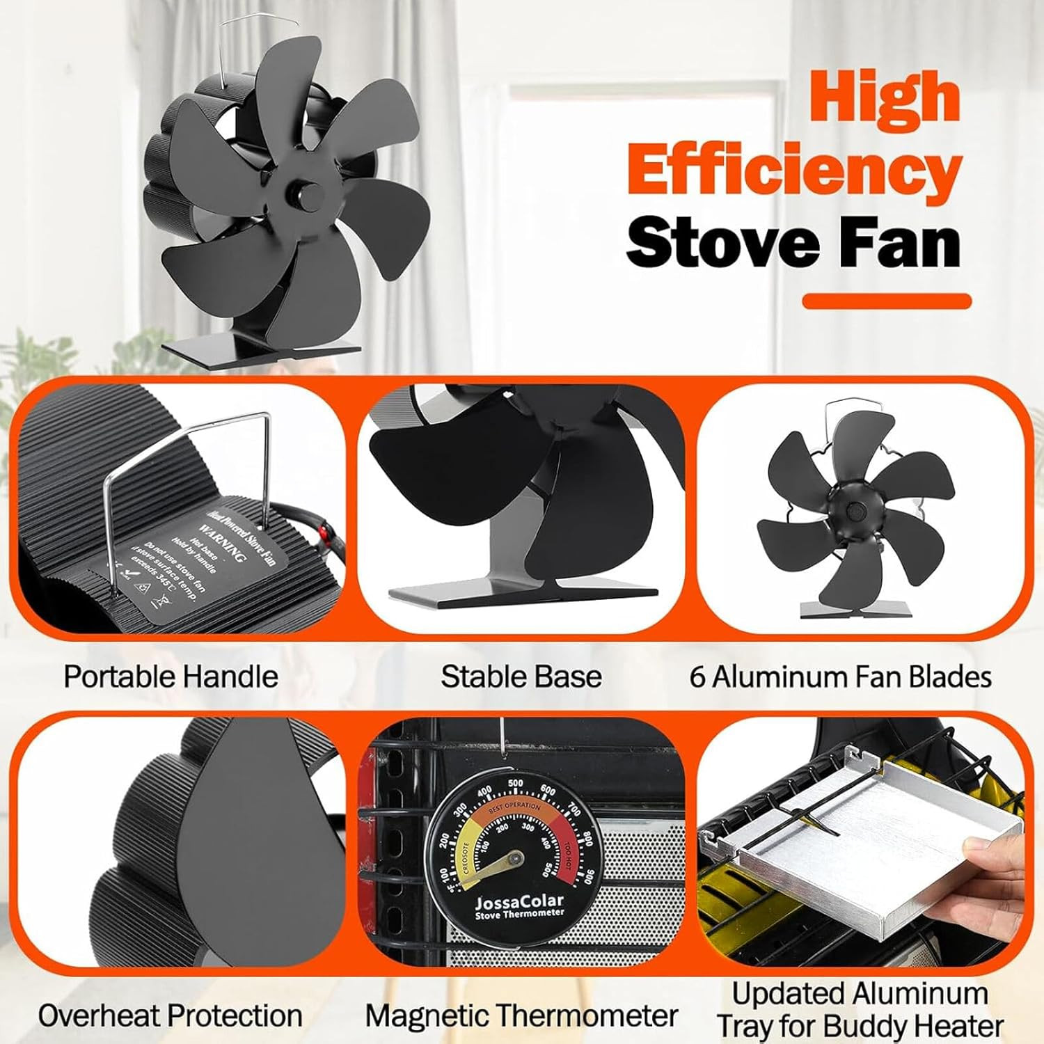 Wood Stove Fan for Propane Heater, Heat Powered Fireplace Fan Thermoelectric The