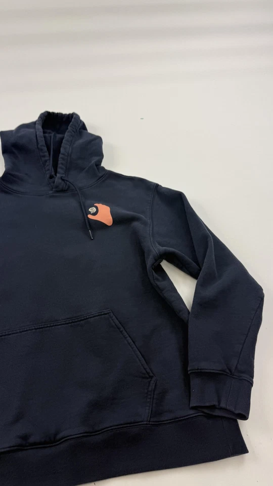 Pulôver Mountain Hardwear com capuz feminino XL azul marinho gráfico bolso canguru externo - Imagem 3 de 4