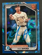 Maui Ahuna Signed Card 2024 Bowman Chrome Sapphire In Person (IP) Autograph Auto