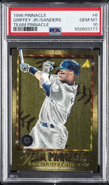 1996 PINNACLE TEAM PINNACLE #6 KEN GRIFFEY JR./REGGIE SANDERS PSA 10