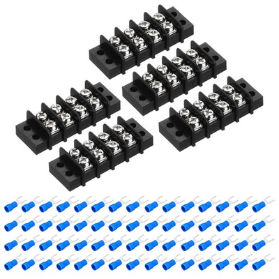 #ad #ad 5Pcs Terminal Block 300V 20A Dual Rows 6P PA66 with 60Pcs 16A Fork Connectors $24.13
