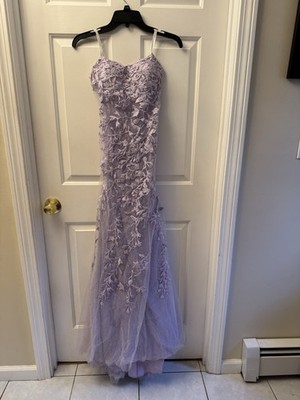 lilac floral formal dress Zapaka Women Lilac Floral Long Ruffled Prom Dress Off the Shoulder A-Line Formal Dress, Lilac / US16W main image 1