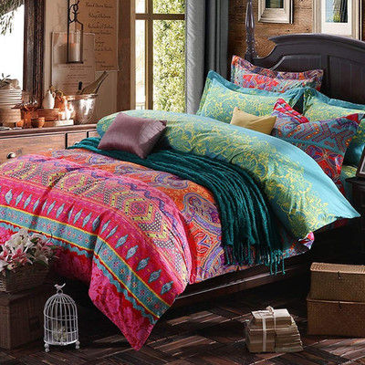 Abreeze Brushed Cotton Bohemian Duvet Cover Set Bohemia Exotic Striped Cotton