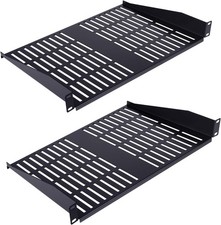 2PCS 1U Ventilated Server Rack Shelf for 19" Network Equipment, 14" Depth Tray