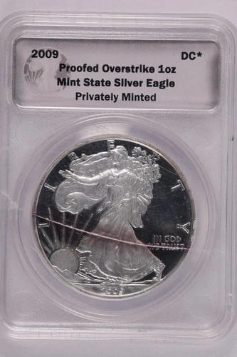 2009 PROOFED OVERSTRIKE SILVER AMERICAN EAGLE by DANIEL CARR