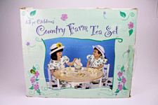 Country Farm Tea Set 1994 Children's 23 piece Hand Painted Tea Set Great con.