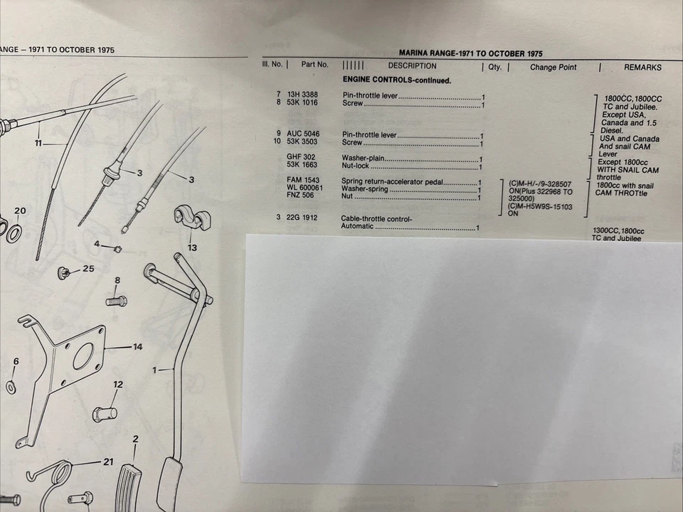Austin /Morris Marina NOS Automatic Transmission “ Throttle Control” Cable - Image 2 of 4