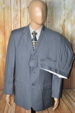 Pronto Uomo Men Angelico Super 100s Gray 3 Button Suit Sz 42R Wst 36x30