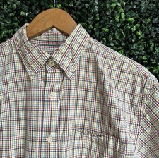 Men's Multicolor Plaid Woven Short Sleeve Button-Up Shirt, Pocket, Casual