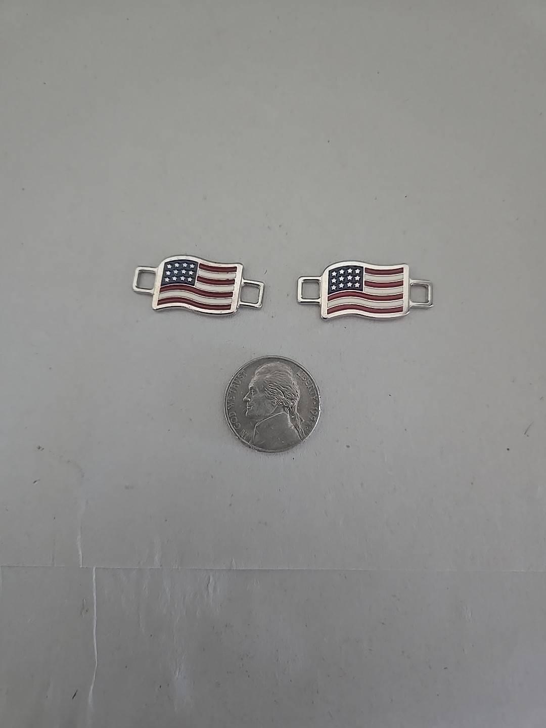RED WING SHOES AMERICAN FLAG BOOT LACE SHOE LOCK CHARMS USA 🇺🇸 ONE PAIR 