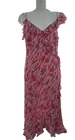 Monsoon Floral Maxi Dress Women's Size 18 Pink Ruffle Silk