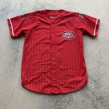 Vintage 90s Starter San Francisco 49ers Pinstripe Baseball Jersey Shirt NFL M