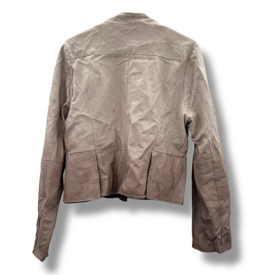 Chaqueta de cuero sintético BKE Moto para mujer talla grande cremallera recortada ombre estilo callejero Foto 4 de 4