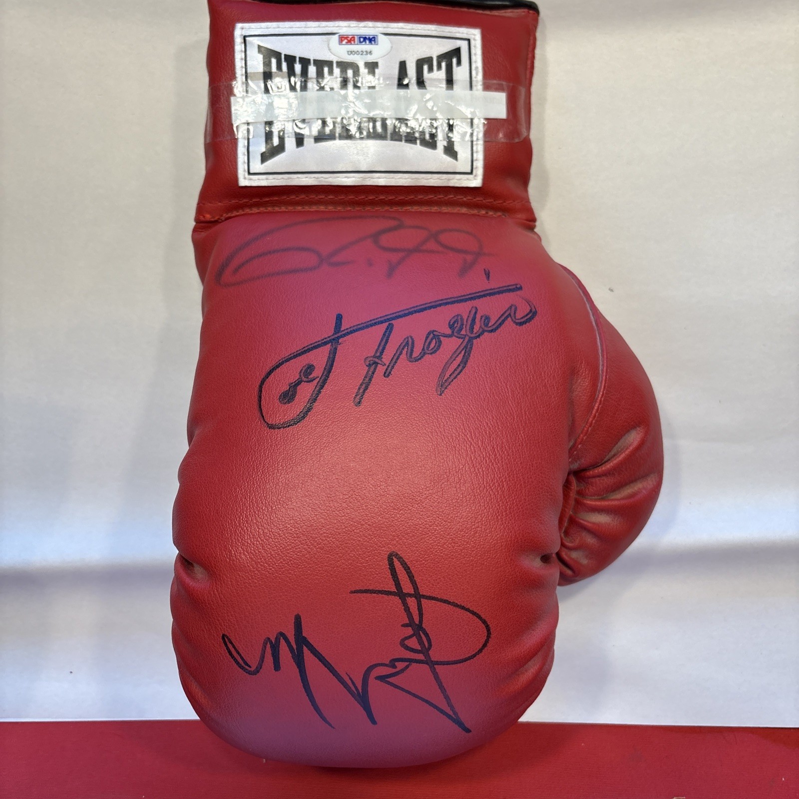 Smokin Joe Frazier, R Jones Jr, Miguel Cotto Autographed Everlast Glove PSA/DNA
