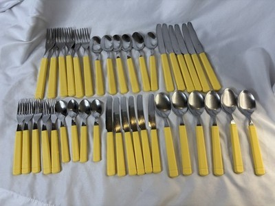 Tramontina Inox Stainless Brasil Yellow Polypropylene Handle Flatware Set Of 39